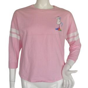 CANDYTOPIA Tshirt, L, Unicorn Pooping, Pink Football Jersey